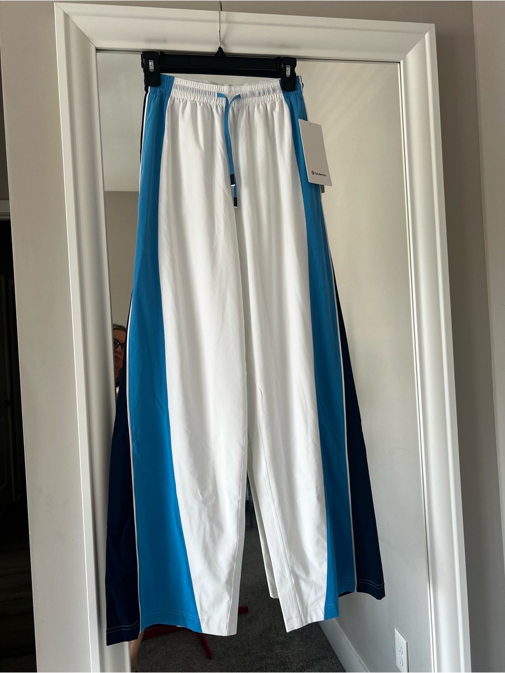 lululemon athletica White & Blue Wide-Leg Track Pants